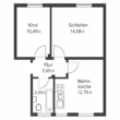 Grundriss 2. OG - Kapitalanlage (5,7% Rendite) in Augsburg-Bärenkeller, vermietete 2-Zimmer-Wohnung, Erbpacht - 2053